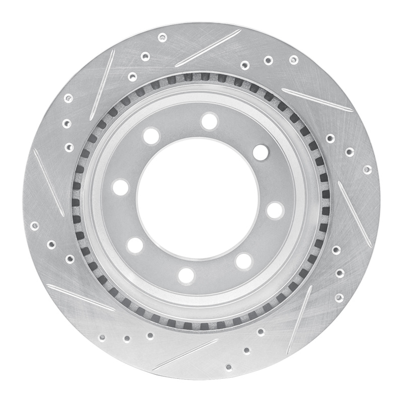 Ford E-350 Super Duty Brake Rotor (1) - Rear Right - R1 Concepts - Drilled & Slotted - Silver - `08-`25